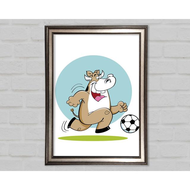 Football Bull Fun Framed Print Happy Larry Size: 59.7cm H x 84.1cm W x 1.5cm D, Format: Gunmetal Framed Paper on Productcaster.