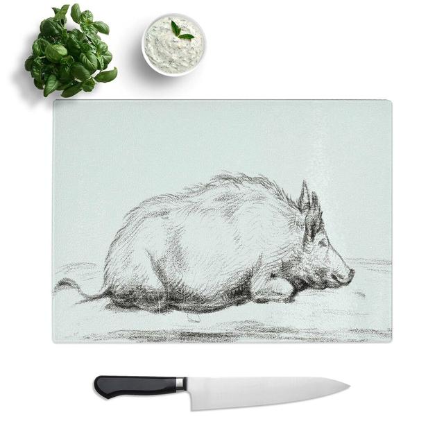 Tempered Glass Sketch of a Pig by Jean Bernard Chopping Board East Urban Home Size: 39 cm W x 28.5 cm L on Productcaster.