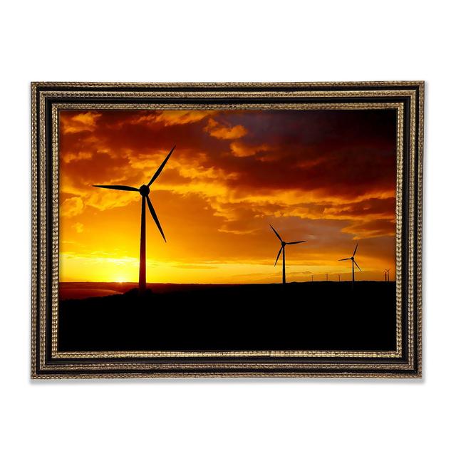 Windmills At Sunlight Framed Print Highland Dunes Size: 59.1cm H x 84.1cm W on Productcaster.