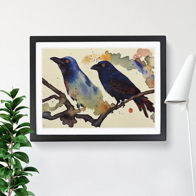 Crow Bird Watercolour Vol.2 - Picture Frame Painting ClassicLiving Frame Colour: Black, Size: 34cm H x 46cm W x 2cm D on Productcaster.