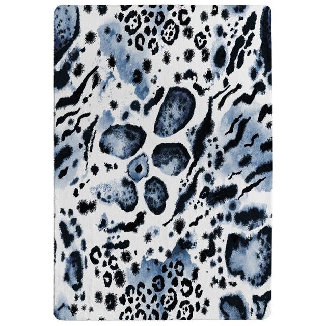 Paull Leopard Print Designer Shaggy Blue/Grey/White Rug East Urban Home Rug Size: Rectangle 60 x 110cm on Productcaster.