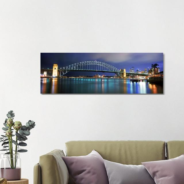 Sydney Harbour Bridge With The Sydney Opera House In The Background, Sydney Harbor - Wrapped Canvas Panoramic Print Ebern Designs Size: 40.64cm H x 12 on Productcaster.