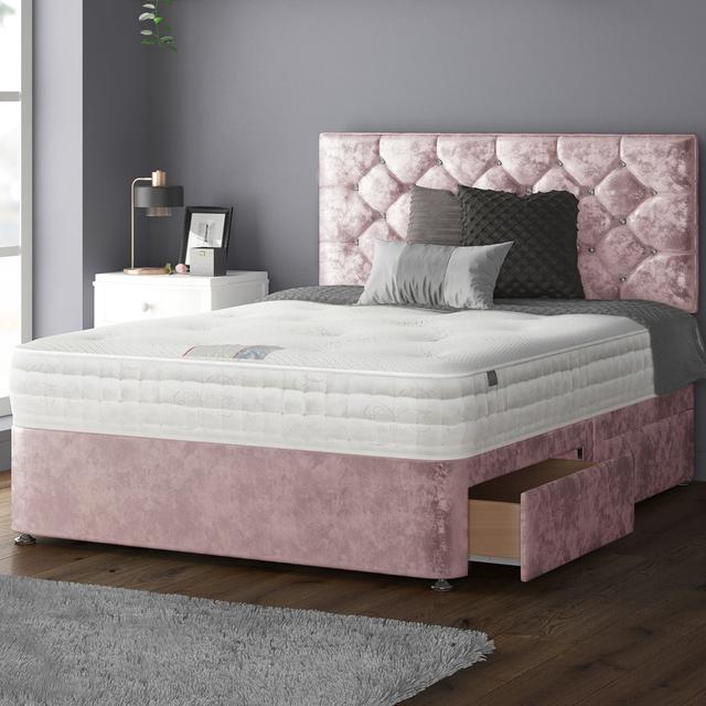 Fall Divan Bed Base Rosdorf Park Size: Super King (6'), Storage Type: 4 Drawers, Colour: Pink on Productcaster.