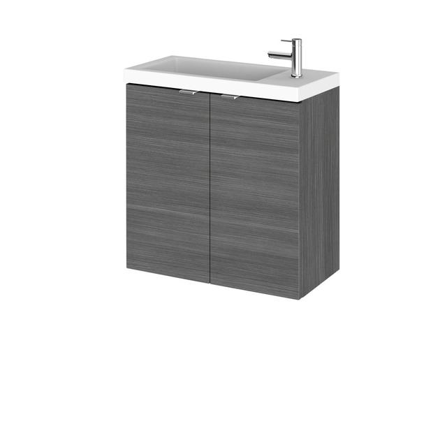 500mm Wall Single Hudson Reed Vanity Unit Colour: Anthracite Woodgrain on Productcaster.