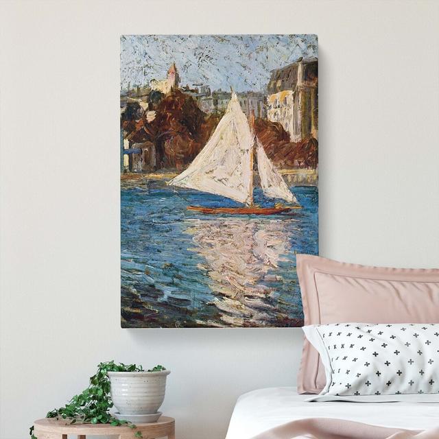 Yacht by Fujishima Takeji - Wrapped Canvas Painting Print East Urban Home Size: 76cm H x 50cm W x 3cm D on Productcaster.