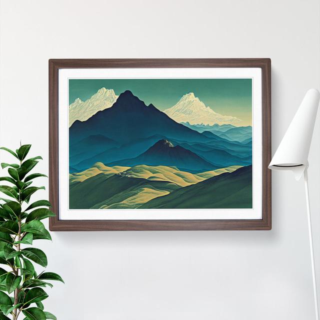 Head Turning Mountain Landscape - Picture Frame Graphic Art Alpen Home Size: 46cm H x 64cm W x 2cm D, Frame Colour: Walnut on Productcaster.