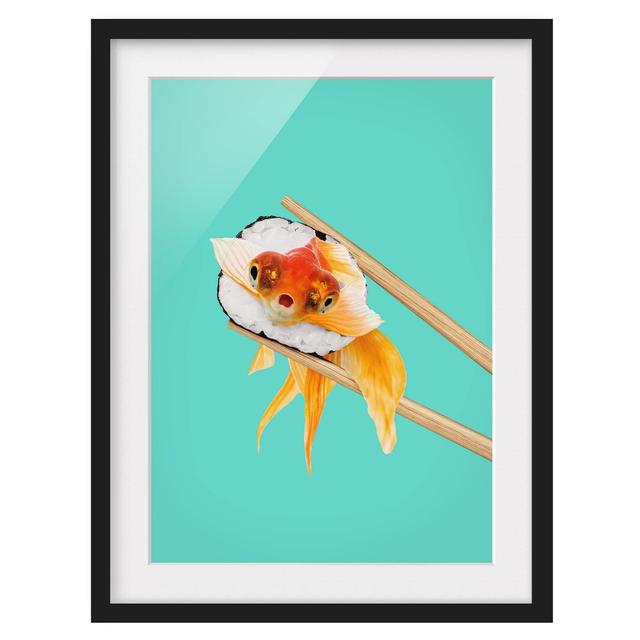 Sushi with Goldfish - Picture Frame Graphic Art Bay Isle Home Frame Option: Black Framed, Size: 55cm H x 40cm W x 2cm D on Productcaster.