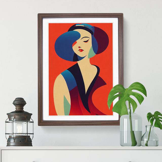 Abstract Woman Portrait No.4 - Single Picture Frame Print George Oliver Size: 64cm H x 46cm W x 2cm D, Frame Colour: Walnut Framed on Productcaster.