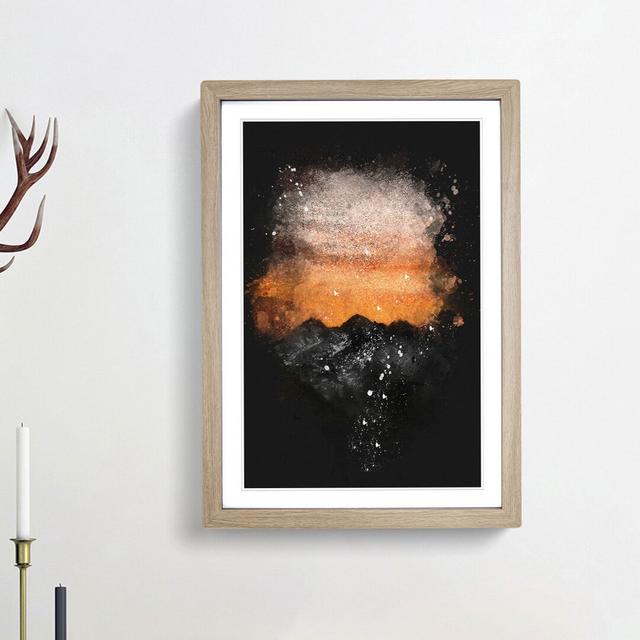 Orange Sky Above Mountains in Italy - Picture Frame Graphic Art Print East Urban Home Frame Option: Oak Framed, Size: 87cm H x 62cm W x 2cm D on Productcaster.