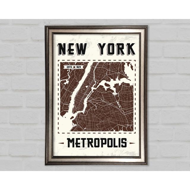 Retro Map Of The City 9 - Single Picture Frame Art Prints Williston Forge Size: 118.9cm H x 84.1cm W x 1.5cm D on Productcaster.