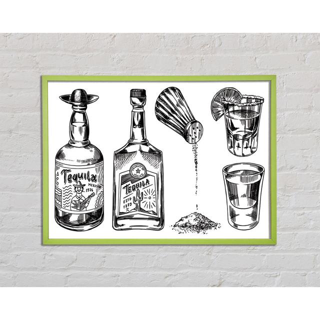 Get the Tequilas In ClassicLiving Size: 42cm H x 59.7cm W x 2cm D, Format: Green Framed Paper on Productcaster.