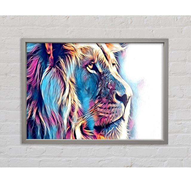 Cool Lion World Menagerie Size: 59.7cm H x 84.1cm W x 3.3cm D, Format: Grey Framed Paper on Productcaster.