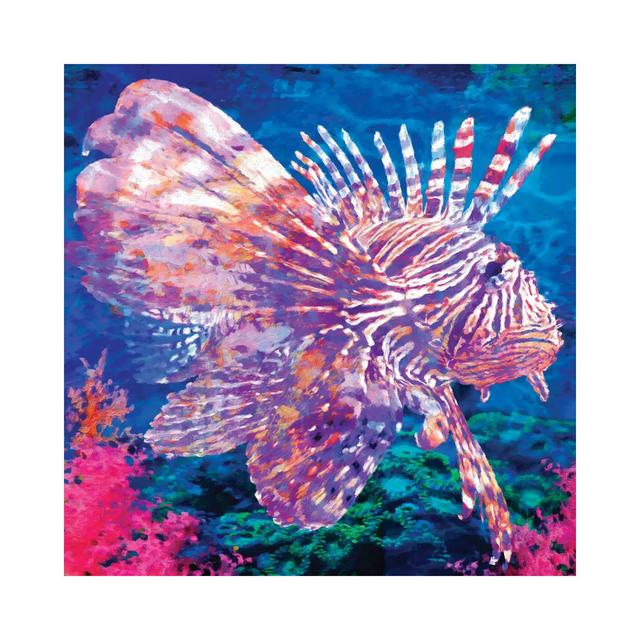 Lion Fish - Wrapped Canvas Painting House of Hampton Size: 45.72cm H x 45.72cm W x 3.81cm D on Productcaster.