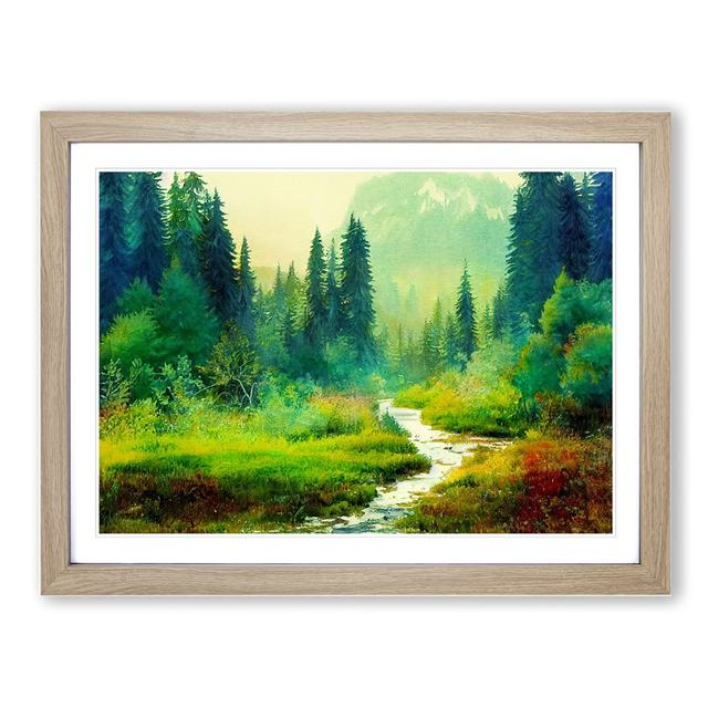 Summer Forest Watercolour Vol.2 - Single Picture Frame Painting Alpen Home Frame Colour: Oak Framed, Size: 34cm H x 46cm W x 2cm D on Productcaster.