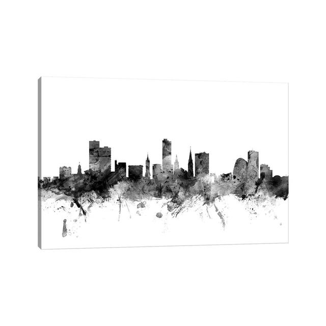 Leicester, England In Black And White by Michael Tompsett - Wrapped Canvas Gallery-Wrapped Canvas Giclée Latitude Run Size: 30.48cm H x 45.72cm W x 1. on Productcaster.