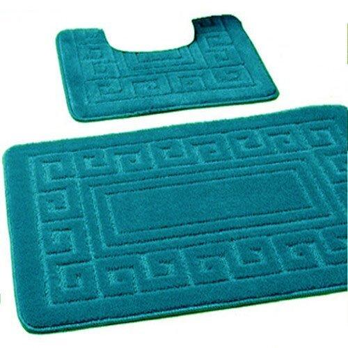 Luxury Greek 2 Piece Bath Rug Set Symple Stuff Colour: Teal on Productcaster.