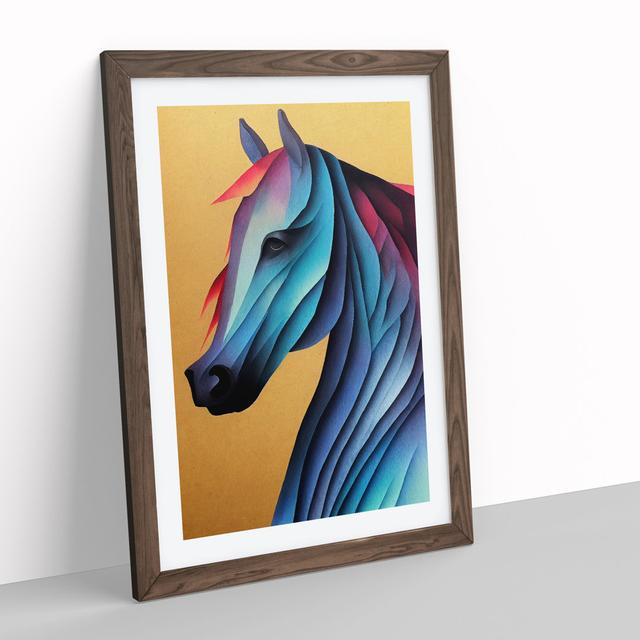 Abstract Horse No.2 - Picture Frame Graphic Art Brambly Cottage Size: 64cm H x 46cm W x 2cm D, Frame Colour: Walnut on Productcaster.