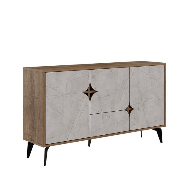 Klavdija 140Cm Wide 1 Drawer Sideboard George Oliver Colour: Brown/Beige on Productcaster.