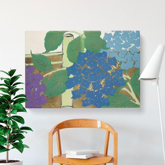 Hydrangeas by Kamisaka Sekka - Wrapped Canvas Painting East Urban Home Size: 40cm H x 60cm W x 3cm D on Productcaster.