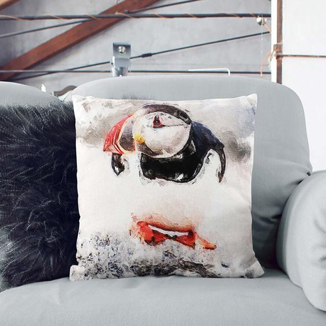 Atlantic Puffin Cushion with Filling East Urban Home Backing Colour: White, Size: 55 x 55 cm on Productcaster.