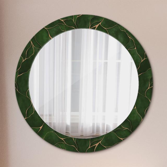 Huldar Round Glass Framed Wall Mounted Accent Mirror in Dark Green East Urban Home on Productcaster.