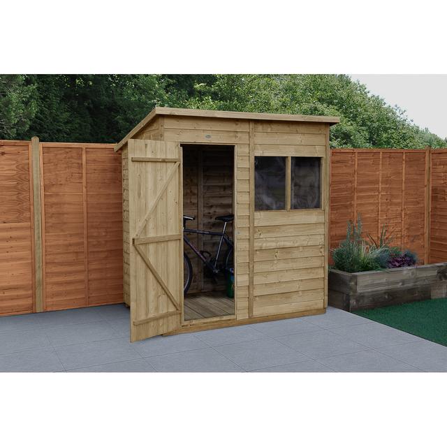 6 ft. W x 4 ft. D Wooden Overlap Pent Garden Shed Forest Garden on Productcaster.