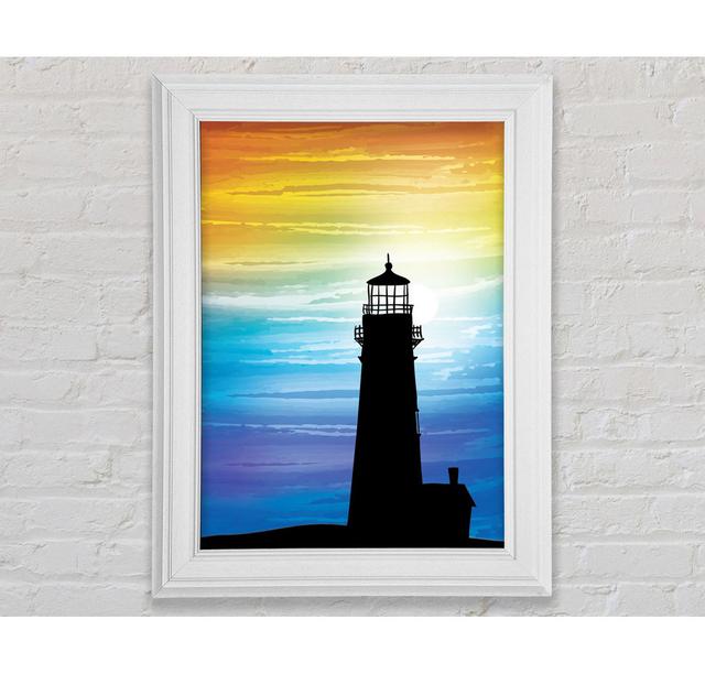 Lighthouse Rainbow Skies Framed Print Highland Dunes Size: 118.9cm H x 84.1cm W x 8cm D, Format: Natural Framed Paper on Productcaster.