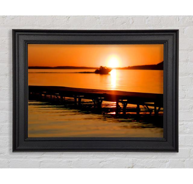 Peach Sunset Jetty Framed Print Highland Dunes Size: 42cm H x 59.7cm W x 8cm D on Productcaster.