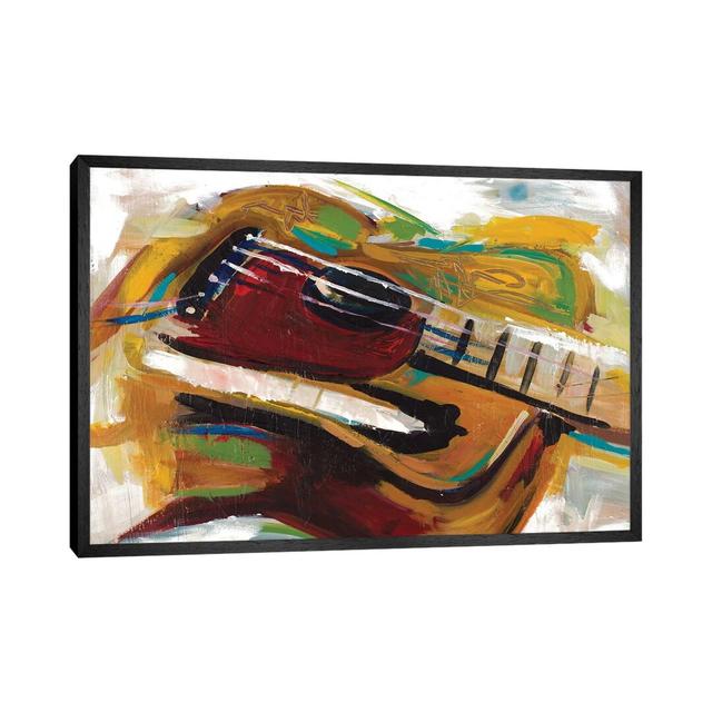 Colourful Guitar by Andy Beauchamp - Painting Print on Canvas Ebern Designs Size: 45.72cm H x 66.04cm W x 3.81cm D, Format: Black Framed on Productcaster.