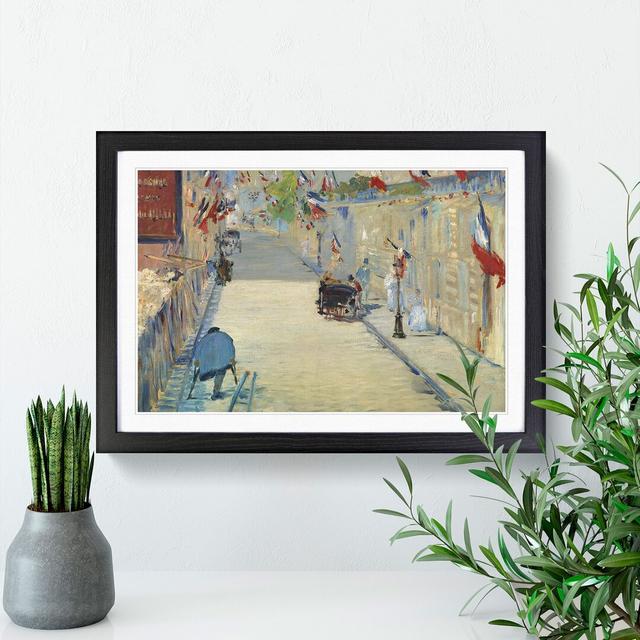 The Rue Mosnier with Flags by Edouard Manet - Picture Frame Painting East Urban Home Size: 48cm H x 65cm W x 2cm D, Frame Option: Black Framed on Productcaster.