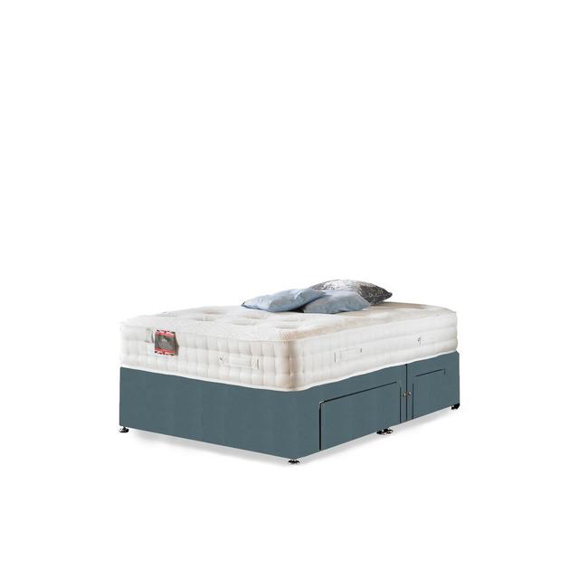 Arville Pocket Memory Divan Bed Fairmont Park Storage Type: No Storage, Colour: Sky Plush Velvet, Size: Kingsize on Productcaster.