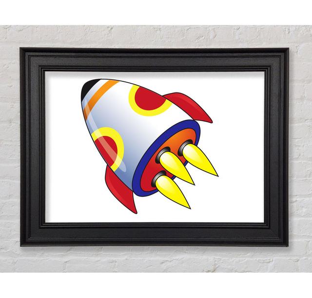 Flying Rocket Ship Framed Print Isabelle & Max Size: 21cm H x 42cm W, Colour: White on Productcaster.