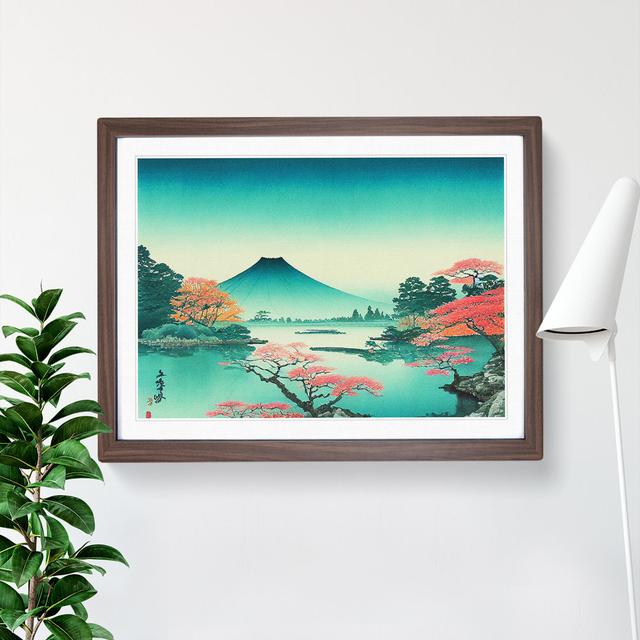 Traditional Japanese Mountains Vol.5 - Picture Frame Graphic Art Alpen Home Size: 25cm H x 34cm W x 2cm D, Frame Colour: Walnut Framed on Productcaster.