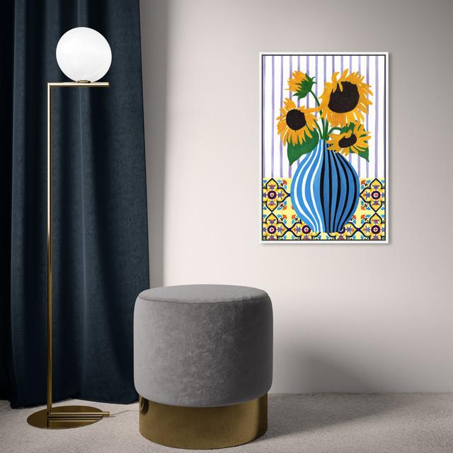 Floral And Botanical Colorful Rustic Sunflowers Vase, Cabin / Lodge Yellow And White Canvas Wall Art Print For Dining Room Oliver Gal Format: White Fr on Productcaster.