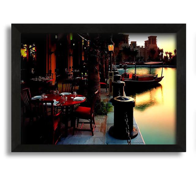 Gerahmter Fotodruck Waterway Cafes Brayden Studio Größe: 42 cm H x 60 cm B x 10 cm T on Productcaster.