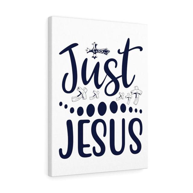 Just Jesus - Wrapped Canvas Typography Blue Elephant Size: 36cm H x 28cm W on Productcaster.