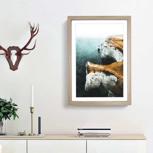 Old Harry Rocks in Dorset - Picture Frame Painting Print East Urban Home Frame Option: Oak Framed, Size: 45cm H x 33cm W x 2cm D on Productcaster.