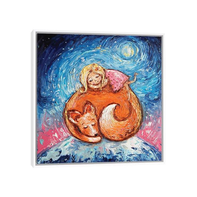 Dream Foxes and Babies by Vlada Koval - Painting on Canvas Metro Lane Format: White Framed, Size: 45.72cm H x 45.72cm W x 3.81cm D on Productcaster.