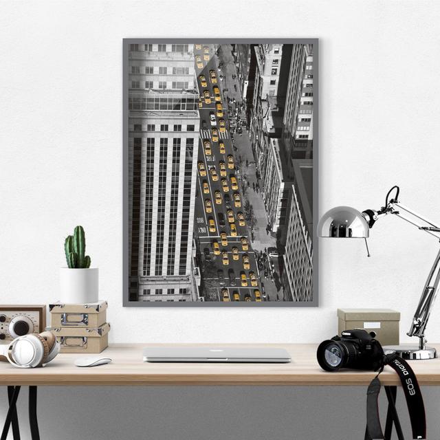 Taxi Traffic in Manhattan - Picture Frame Graphic Art Ebern Designs Frame Option: Grey Framed, Size: 100cm H x 70cm W x 2cm D on Productcaster.