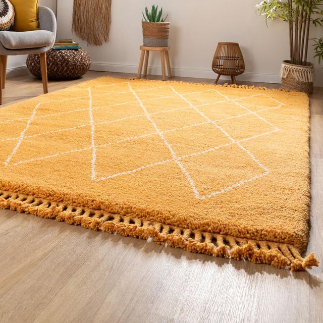 Beni Berber rug Gracie Oaks Colour: Yellow, Rug Size: Rectangle 170 x 240cm on Productcaster.