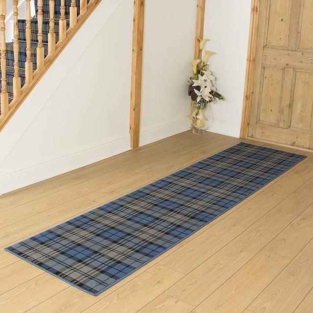 Runner Ashlynn Plaid Machine Woven Blue Area Rug Alpen Home Rug Size: Runner 180cm x 70cm on Productcaster.