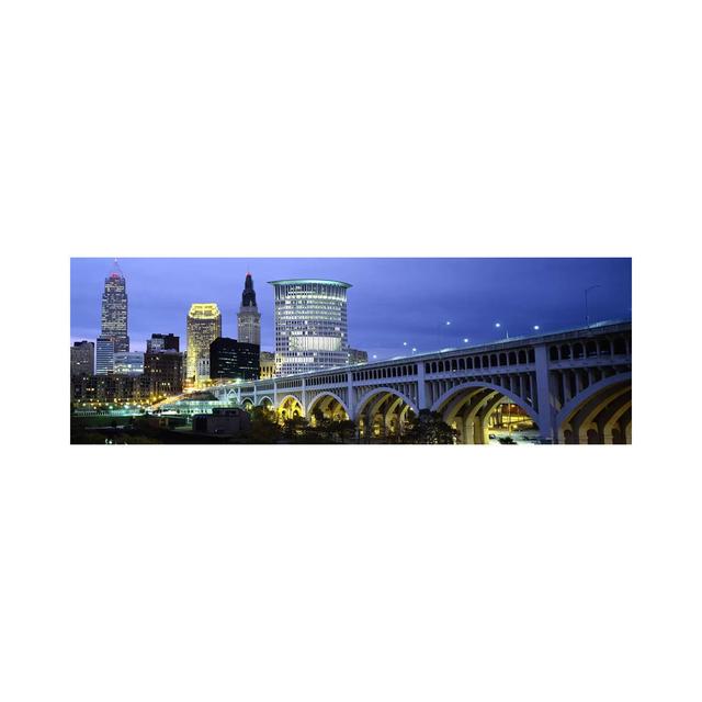 Bridge in a City Lit up at Dusk, Detroit Avenue Bridge, Cleveland, Ohio, USA - Wrapped Canvas Panoramic Photograph Ebern Designs Size: 50.8cm H x 152. on Productcaster.