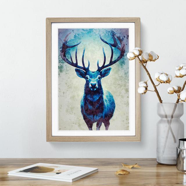 View Of The Stag No.4 - Print Alpen Home Matte Colour: White, Format: Oak Picture Frame, Size: 66cm H x 48cm W on Productcaster.