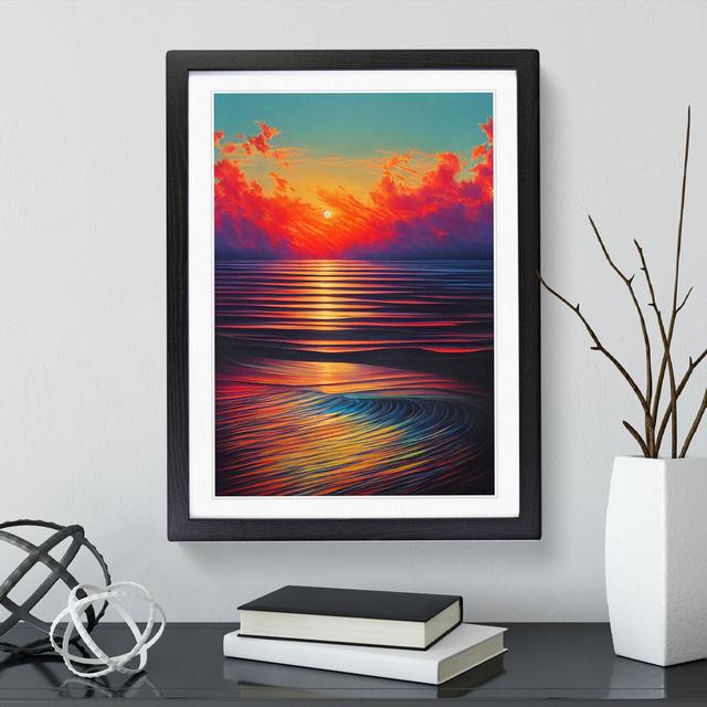 Masterful Ocean Sunset House of Hampton Size: 46cm H x 34cm W x 2cm D, Frame Colour: Black on Productcaster.