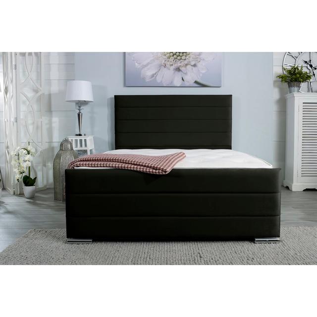 Marcelle Upholstered Platform Bed Wayfair Sleep Colour: Black, Size: Double (4'6) on Productcaster.