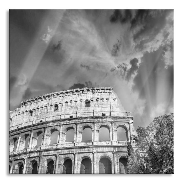 Ungerahmtes Foto auf Glas "Classic Colosseum in Rome" Ebern Designs Größe: 70 cm H x 70 cm B x 0,4 cm T on Productcaster.