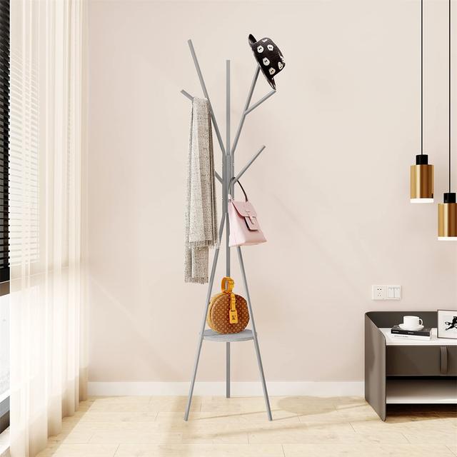 Brousseau 9 - Hook Freestanding Coat Stand George Oliver Colour: Grey on Productcaster.