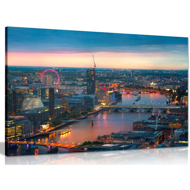 London Sunset, Panoramic View - Wrapped Canvas Print Panther Print Size: 61cm H x 91cm W on Productcaster.