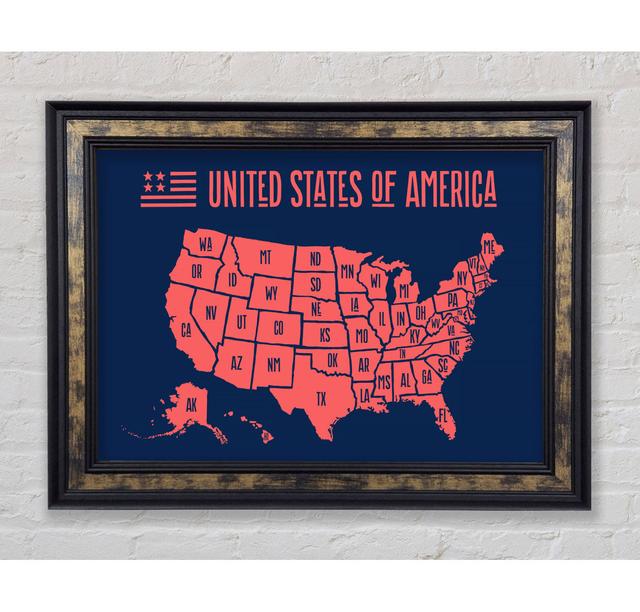 States Of America 1 - Einzelne Bilderrahmen Typografie Bright Star Größe: 21cm H x 42cm B x 8cm T on Productcaster.