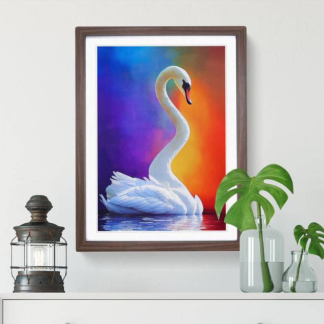 Unique Swan - Picture Frame Graphic Art Marlow Home Co. Size: 34cm H x 25cm W x 2cm D, Frame Colour: Walnut Framed on Productcaster.